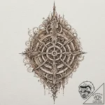 Labyrinth blade beneath bone spire, tattoo sk… – tattoo sketch (№1752306352_0, 12.07.2025 07:45) — tattoovalue.net