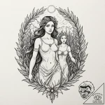 Hades leading persephone through a field of a… – tattoo sketch (№1752306434_0, 12.07.2025 07:47) — tattoovalue.net