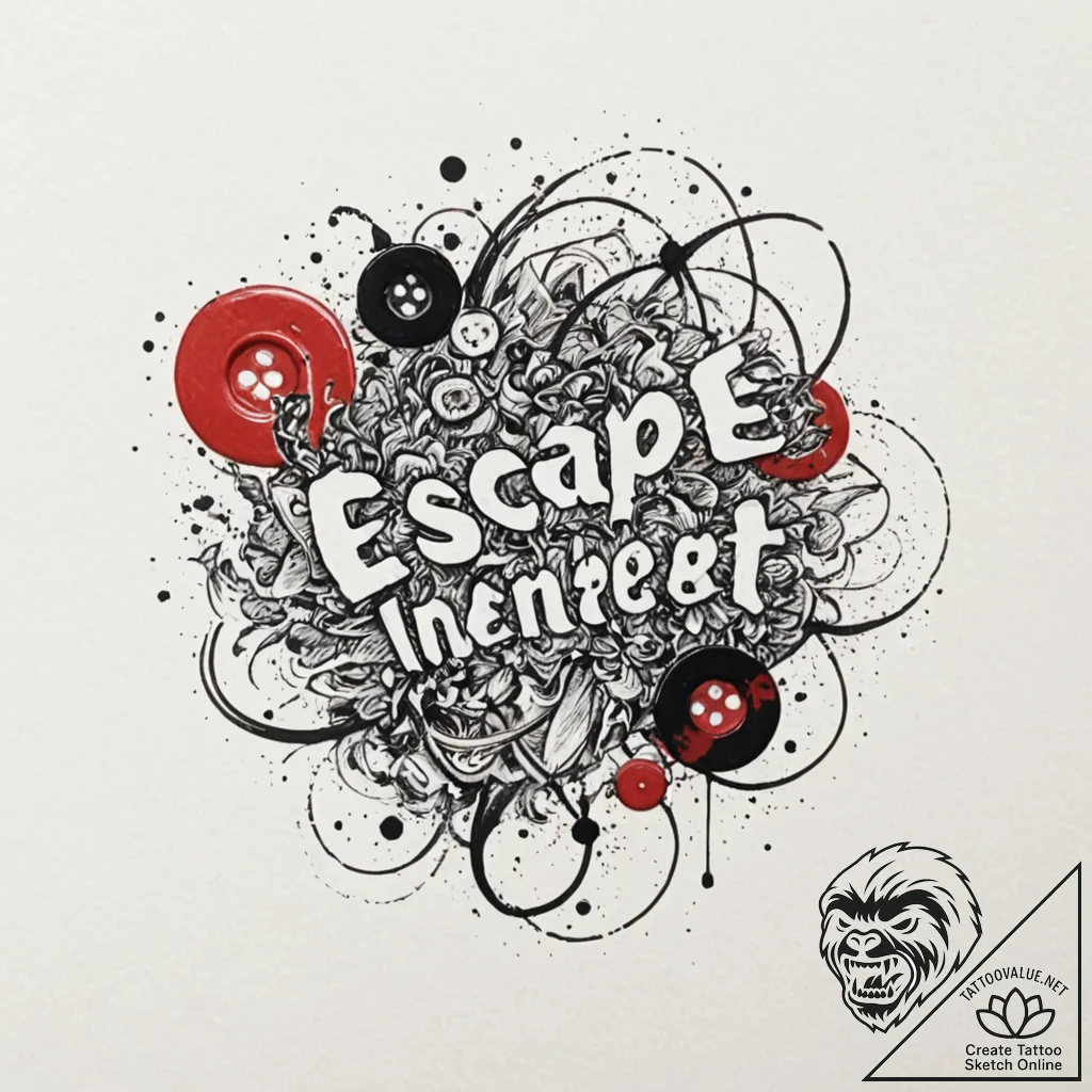 Button with 'reset' or 'escape' written on it... - tattoo sketch (№1752306770_0, 12.07.2025 07:52) — tattoovalue.net