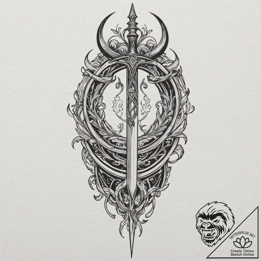 Dagger piercing void sigil, concept art for t... - tattoo sketch (№1752307277_0, 12.07.2025 08:01) — tattoovalue.net