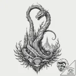Onyx serpent through shattered spire, artisti… – tattoo sketch (№1752307362_0, 12.07.2025 08:02) — tattoovalue.net