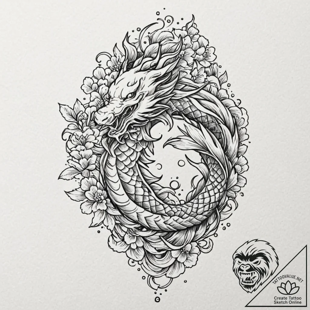 Caduceus, tattoo drawing outline, irezumi jap... - tattoo sketch (№1752307870_0, 12.07.2025 08:11) — tattoovalue.net