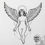 Fallen angel with one black and one white win… – tattoo sketch (№1752307954_0, 12.07.2025 08:12) — tattoovalue.net