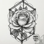 Locked rose within iron cage, tattoo flash sh… – tattoo sketch (№1752308209_0, 12.07.2025 08:16) — tattoovalue.net