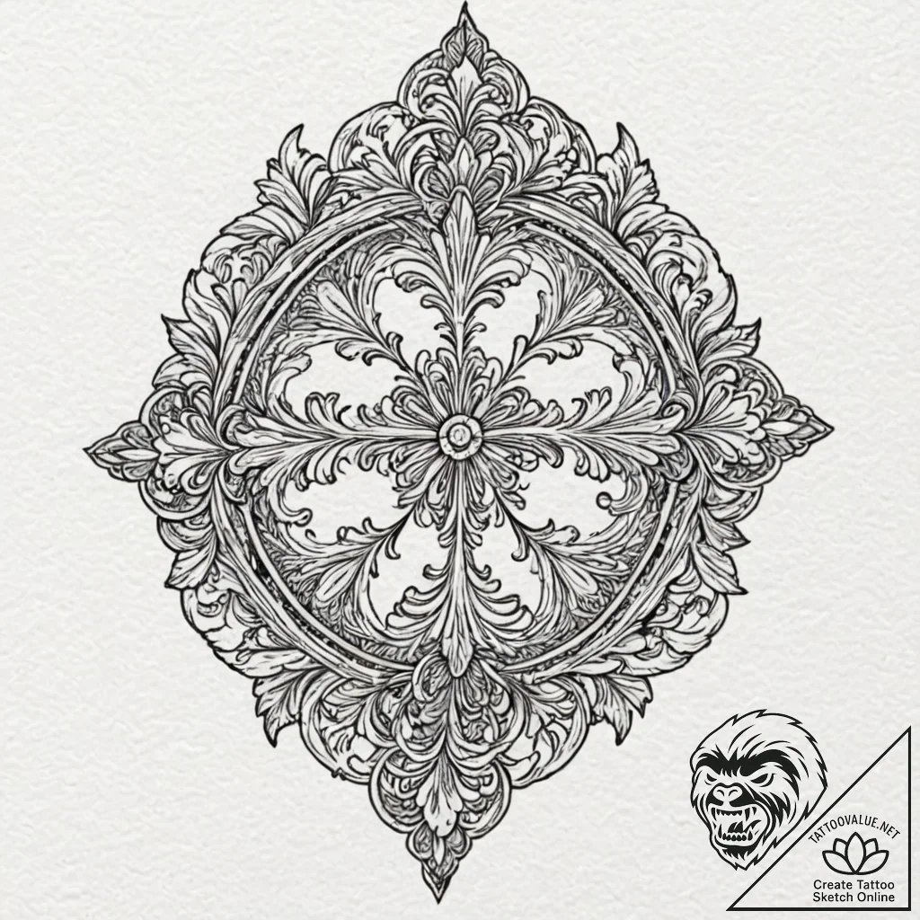 Acanthus leaf, classic ornamental design, ink... - tattoo sketch (№1752308714_0, 12.07.2025 08:25) — tattoovalue.net
