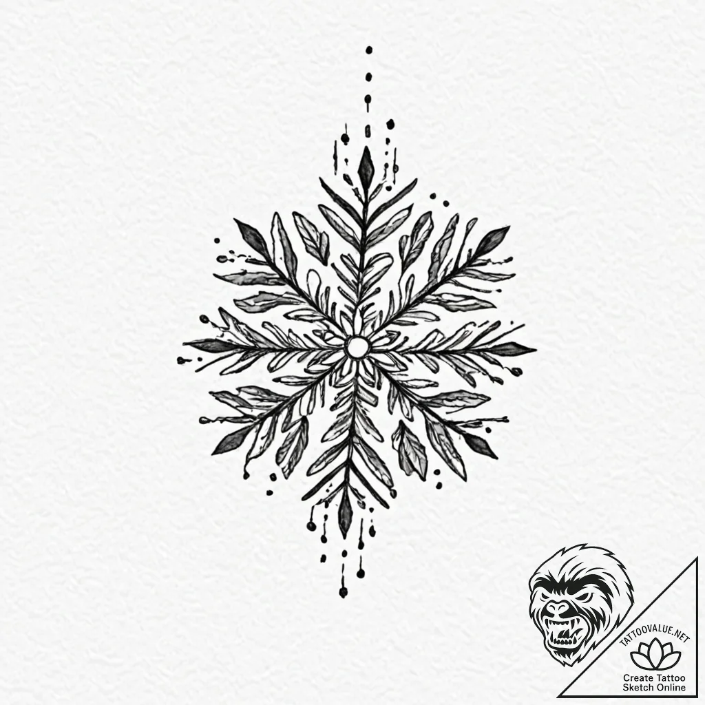 Snowflake, concept art for tattoo, clean line... - tattoo sketch (№1752308797_0, 12.07.2025 08:26) — tattoovalue.net
