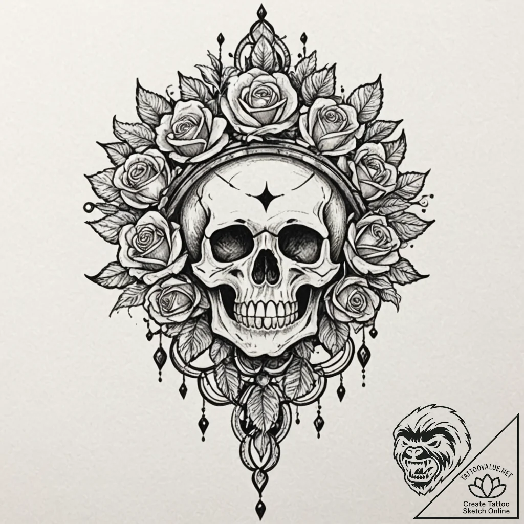 Onyx blade crowned with bone, tattoo sketch d... - tattoo sketch (№1752309137_0, 12.07.2025 08:32) — tattoovalue.net