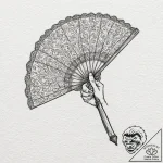 Lace fan, held by a delicate, ghostly hand, i… – tattoo sketch (№1752309814_0, 12.07.2025 08:43) — tattoovalue.net