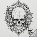 Bone mirror reflecting hollow eyes, tattoo sk… – tattoo sketch (№1752309982_0, 12.07.2025 08:46) — tattoovalue.net