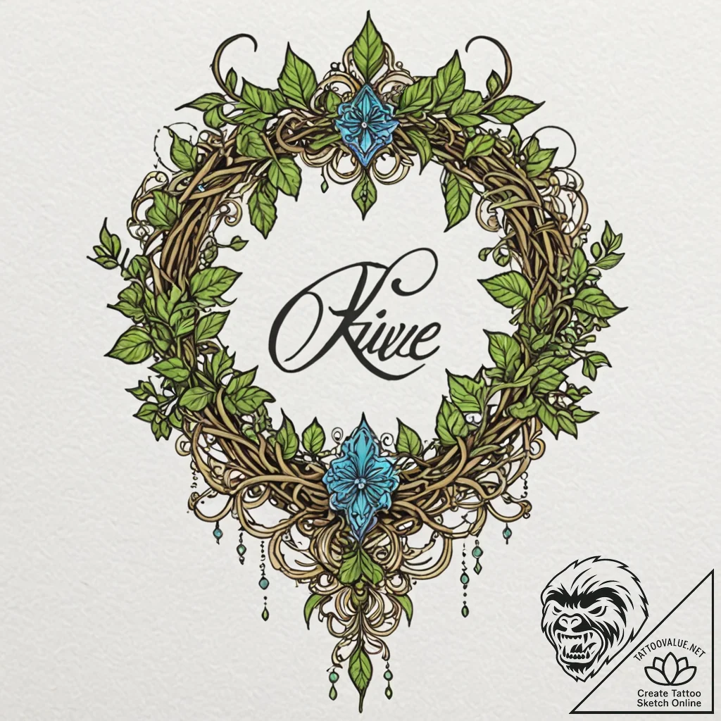 Oracle talon crowned in ivy, artistic tattoo... - tattoo sketch (№1752310400_0, 12.07.2025 08:53) — tattoovalue.net