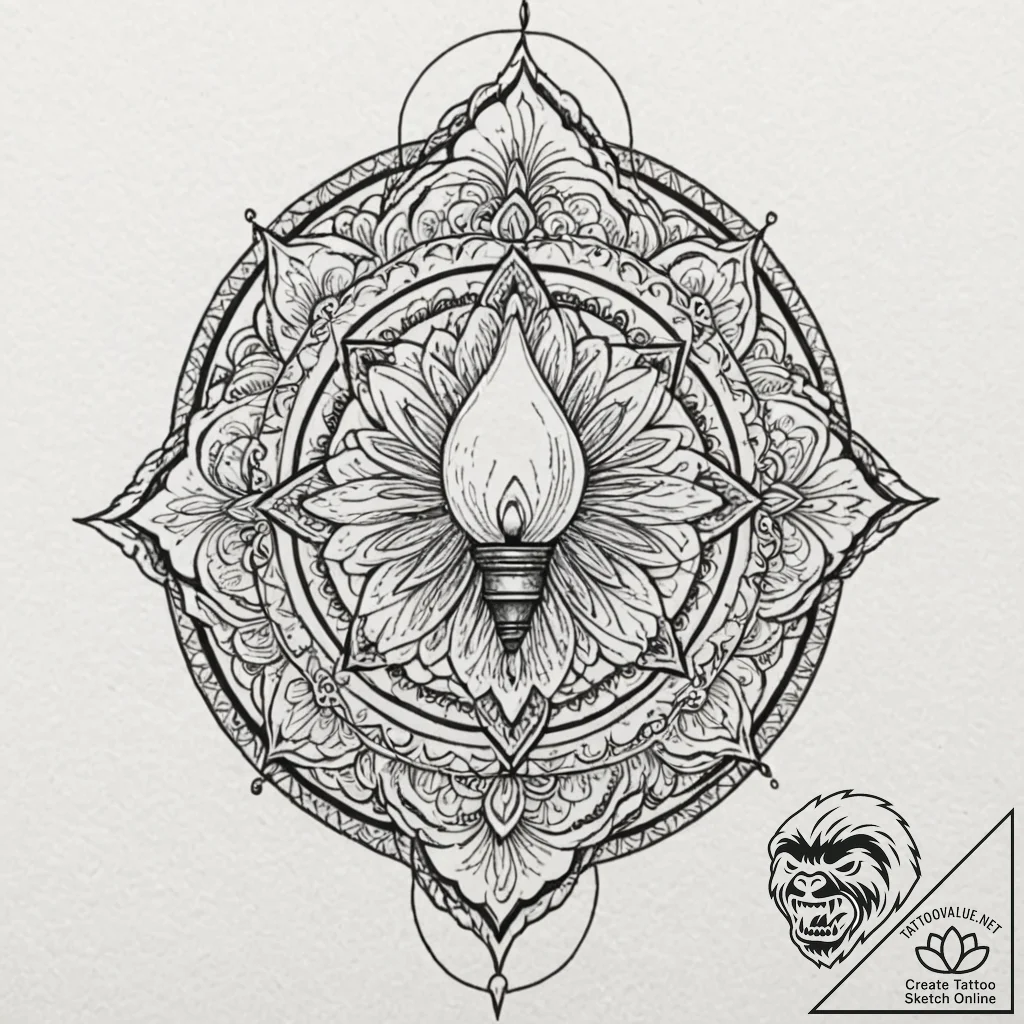 Lantern lit by ghostly flame, tattoo flash sh... - tattoo sketch (№1752310567_0, 12.07.2025 08:56) — tattoovalue.net