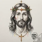 Jesus christ, tattoo sketch design, on a clea… – tattoo sketch (№1752310818_0, 12.07.2025 09:00) — tattoovalue.net