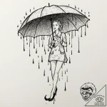 Umbrella that catches acid rain, slowly disso… – tattoo sketch (№1752310986_0, 12.07.2025 09:03) — tattoovalue.net