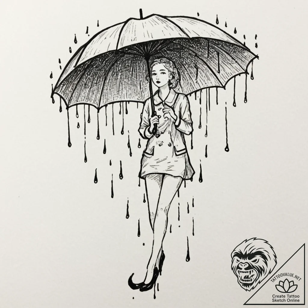 Umbrella that catches acid rain, slowly disso... - tattoo sketch (№1752310986_0, 12.07.2025 09:03) — tattoovalue.net