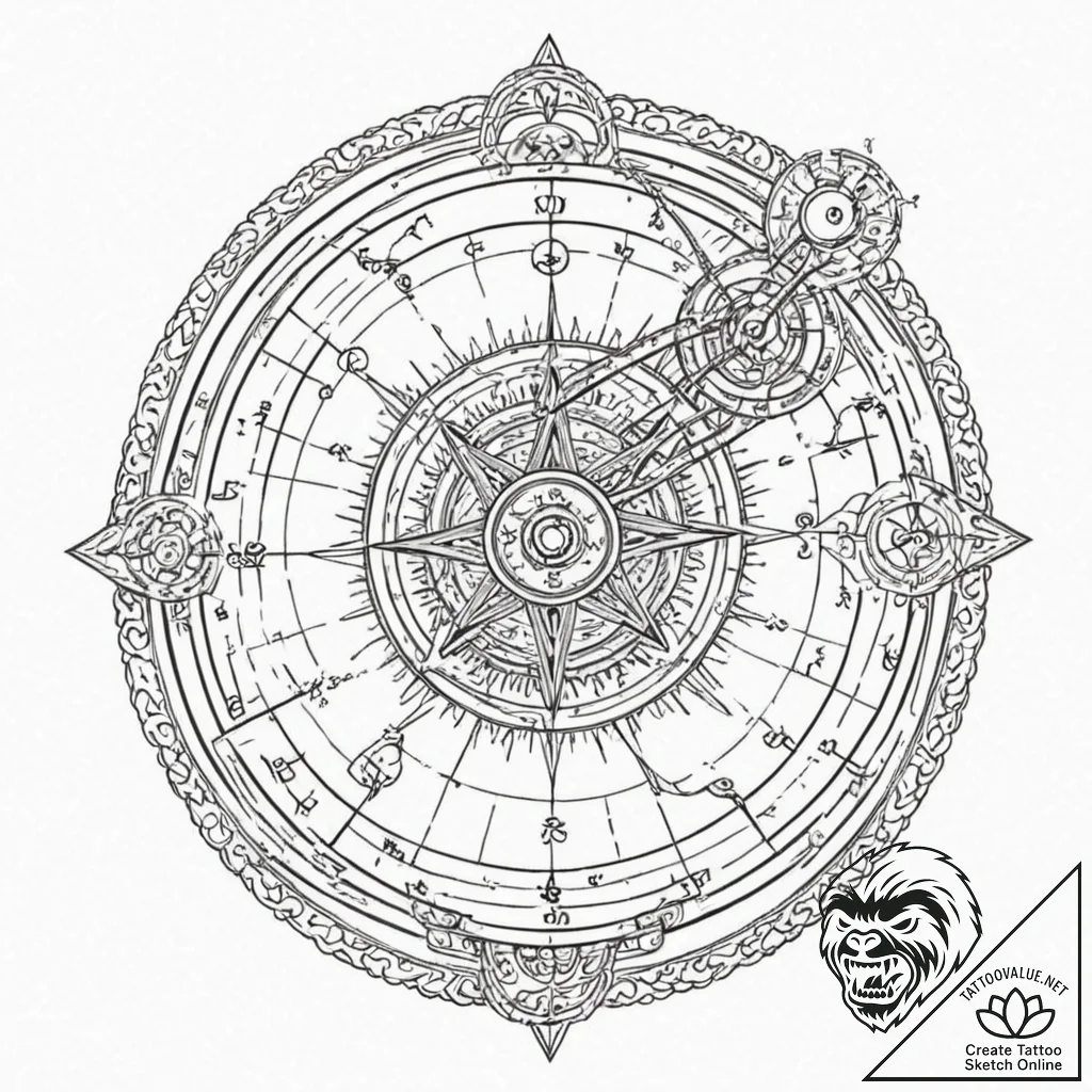 Astrolabe - tattoo sketch (№1752311325_0, 12.07.2025 09:08) — tattoovalue.net