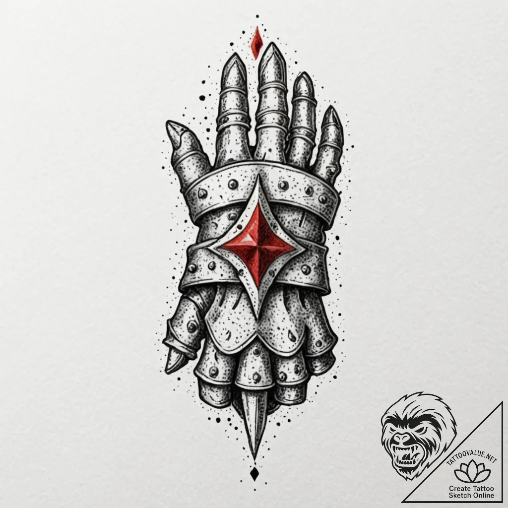 A medieval knight's gauntlet, tattoo drawing... - tattoo sketch (№1752311410_0, 12.07.2025 09:10) — tattoovalue.net