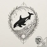 Killer whale (orca) silhouette filled with oc… – tattoo sketch (№1752311660_0, 12.07.2025 09:14) — tattoovalue.net