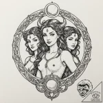 Hecate’s triple goddess symbol (waxing, full,… – tattoo sketch (№1752311912_0, 12.07.2025 09:18) — tattoovalue.net