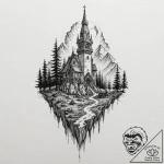 Uncharted map beneath bone spire, tattoo flas… – tattoo sketch (№1752312581_0, 12.07.2025 09:29) — tattoovalue.net