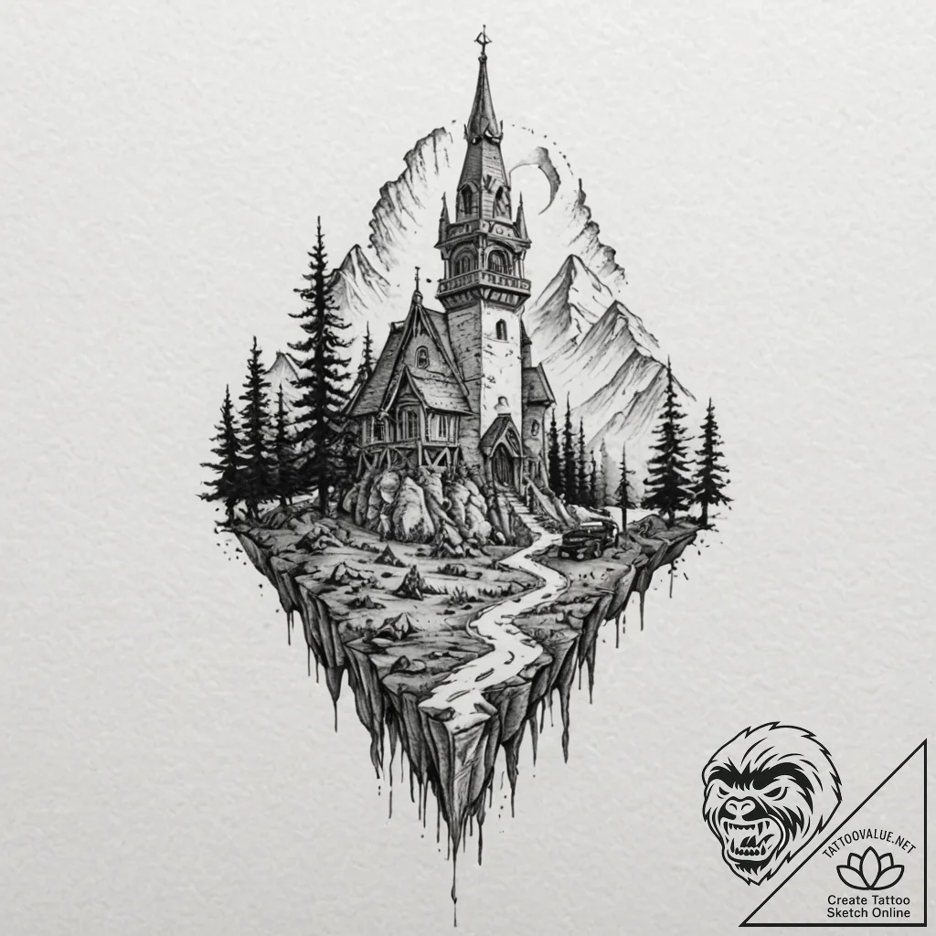 Uncharted map beneath bone spire, tattoo flas... - tattoo sketch (№1752312581_0, 12.07.2025 09:29) — tattoovalue.net