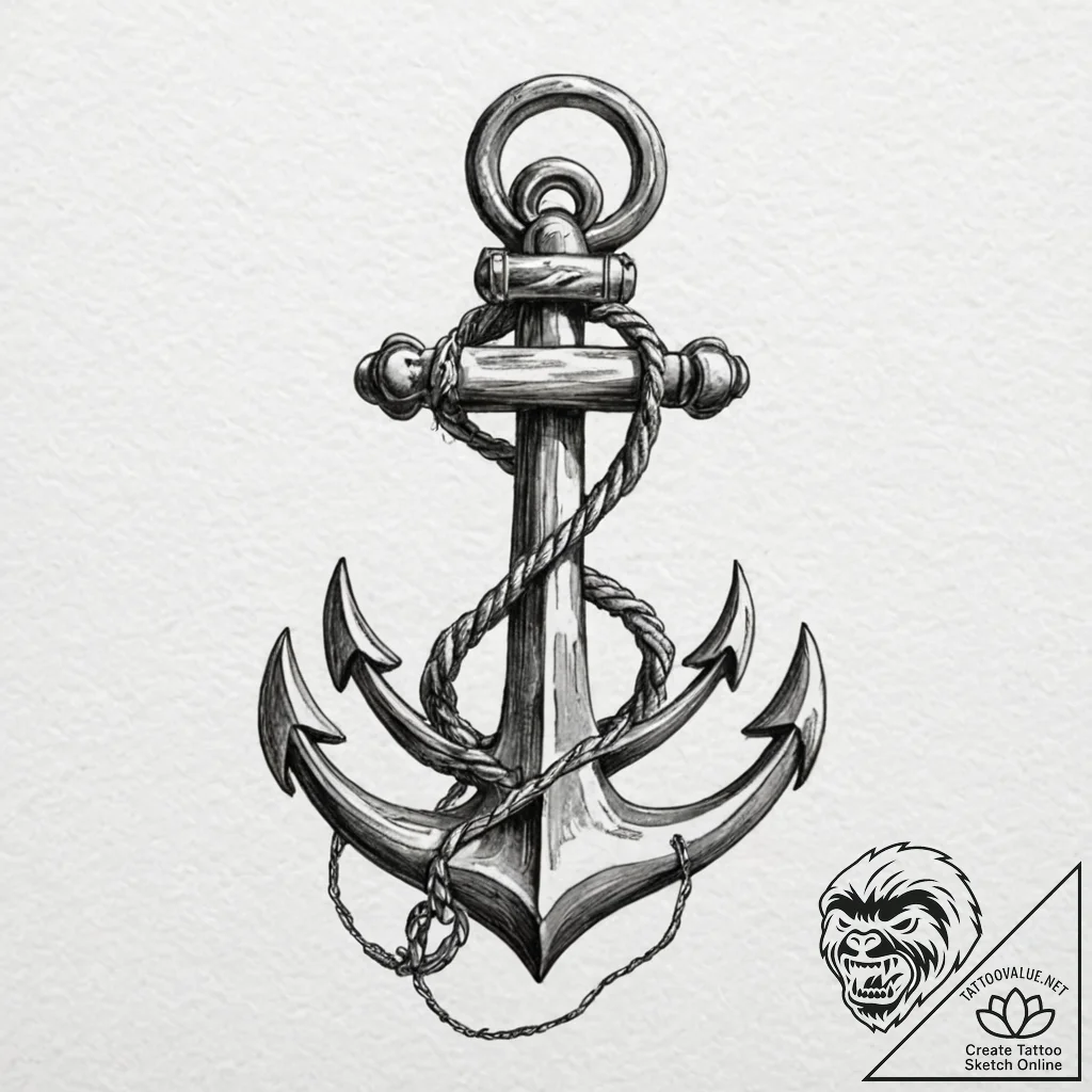 Anchor - tattoo sketch (№1752312665_0, 12.07.2025 09:31) — tattoovalue.net