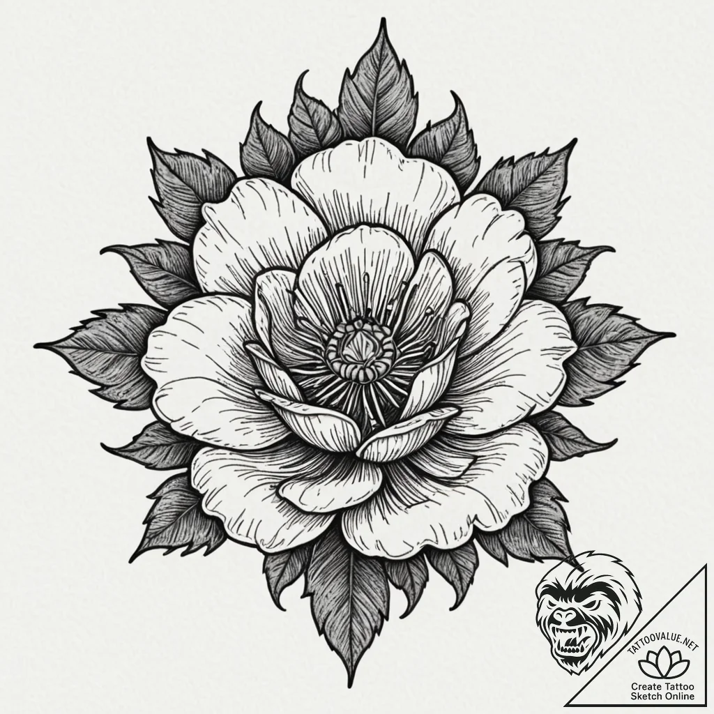 Tudor rose, but made of steel and thorns, ink... - tattoo sketch (№1752313252_0, 12.07.2025 09:40) — tattoovalue.net