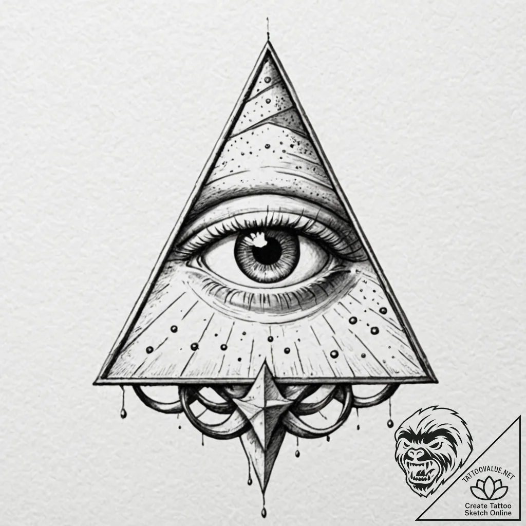 Pyramid eye watching from void, tattoo flash... - tattoo sketch (№1752313338_0, 12.07.2025 09:42) — tattoovalue.net