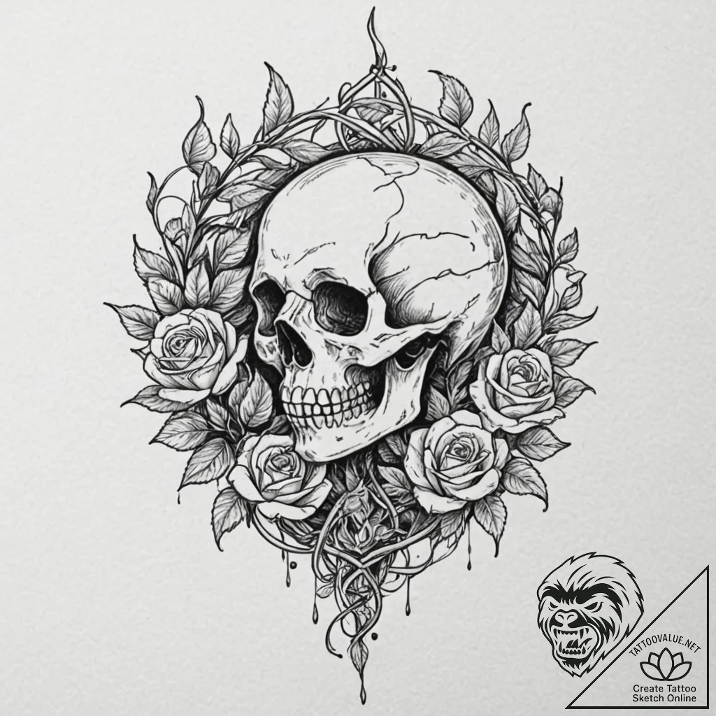 Druid relic bound by vines, ink illustration... - tattoo sketch (№1752313755_0, 12.07.2025 09:49) — tattoovalue.net