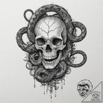 Ashen serpent slithering over skull, artistic… – tattoo sketch (№1752314088_0, 12.07.2025 09:54) — tattoovalue.net