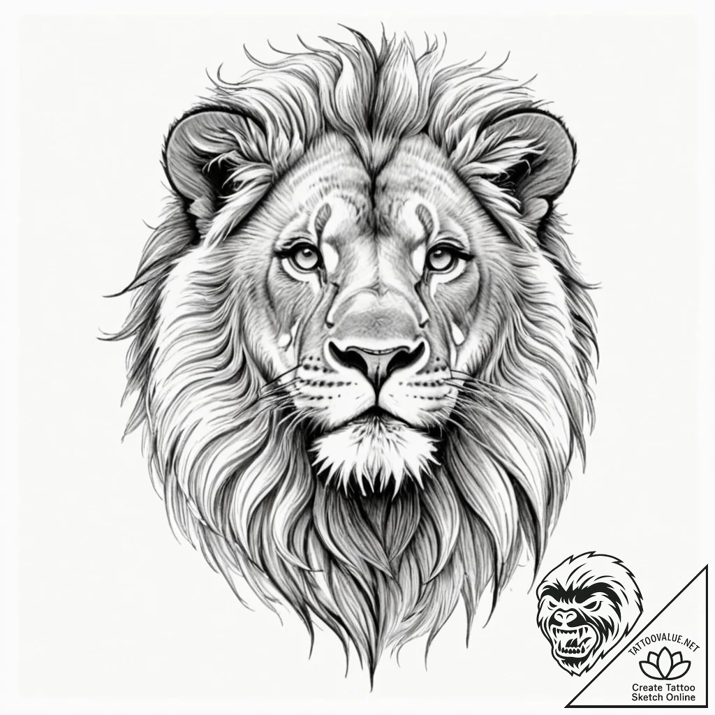 Lion - tattoo sketch (№1752314503_0, 12.07.2025 10:01) — tattoovalue.net