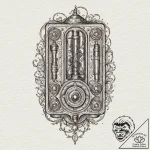 Nixie tube clock, ink illustration for tattoo… – tattoo sketch (№1752315004_0, 12.07.2025 10:10) — tattoovalue.net