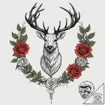 Ancient stag roaring at twin moons, tattoo dr… – tattoo sketch (№1752315088_0, 12.07.2025 10:11) — tattoovalue.net