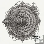 Winch, heavy-duty, with its steel cable under… – tattoo sketch (№1752315340_0, 12.07.2025 10:15) — tattoovalue.net