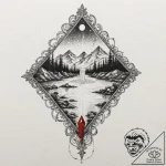 Oracle gazing into crystal pool, tattoo sketc… – tattoo sketch (№1752315591_0, 12.07.2025 10:19) — tattoovalue.net
