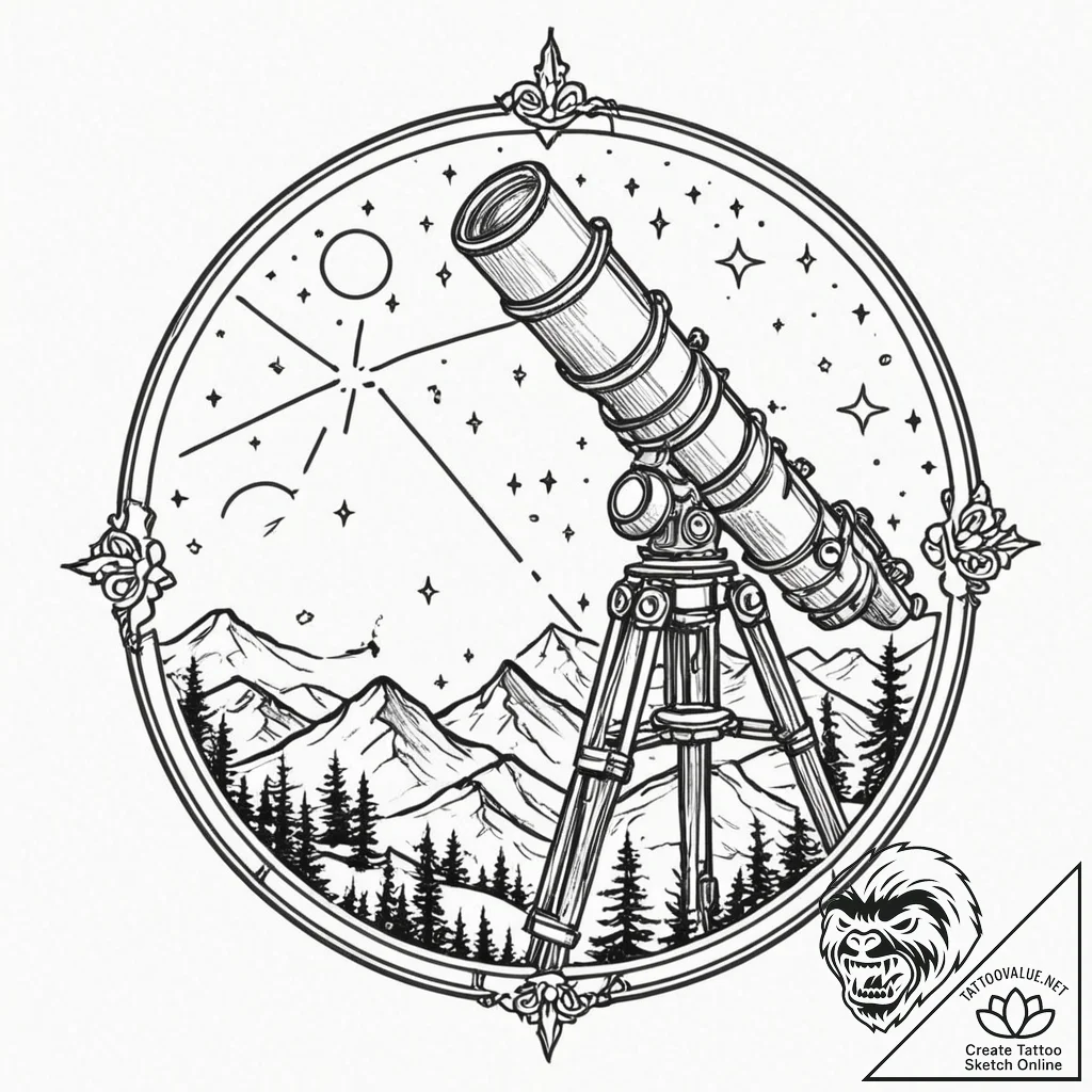 An astronomical observatory dome opening to r... - tattoo sketch (№1752315929_0, 12.07.2025 10:25) — tattoovalue.net