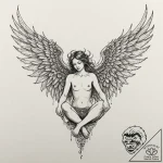 Fallen angel with tattered wings, tattoo sket… – tattoo sketch (№1752316013_0, 12.07.2025 10:26) — tattoovalue.net