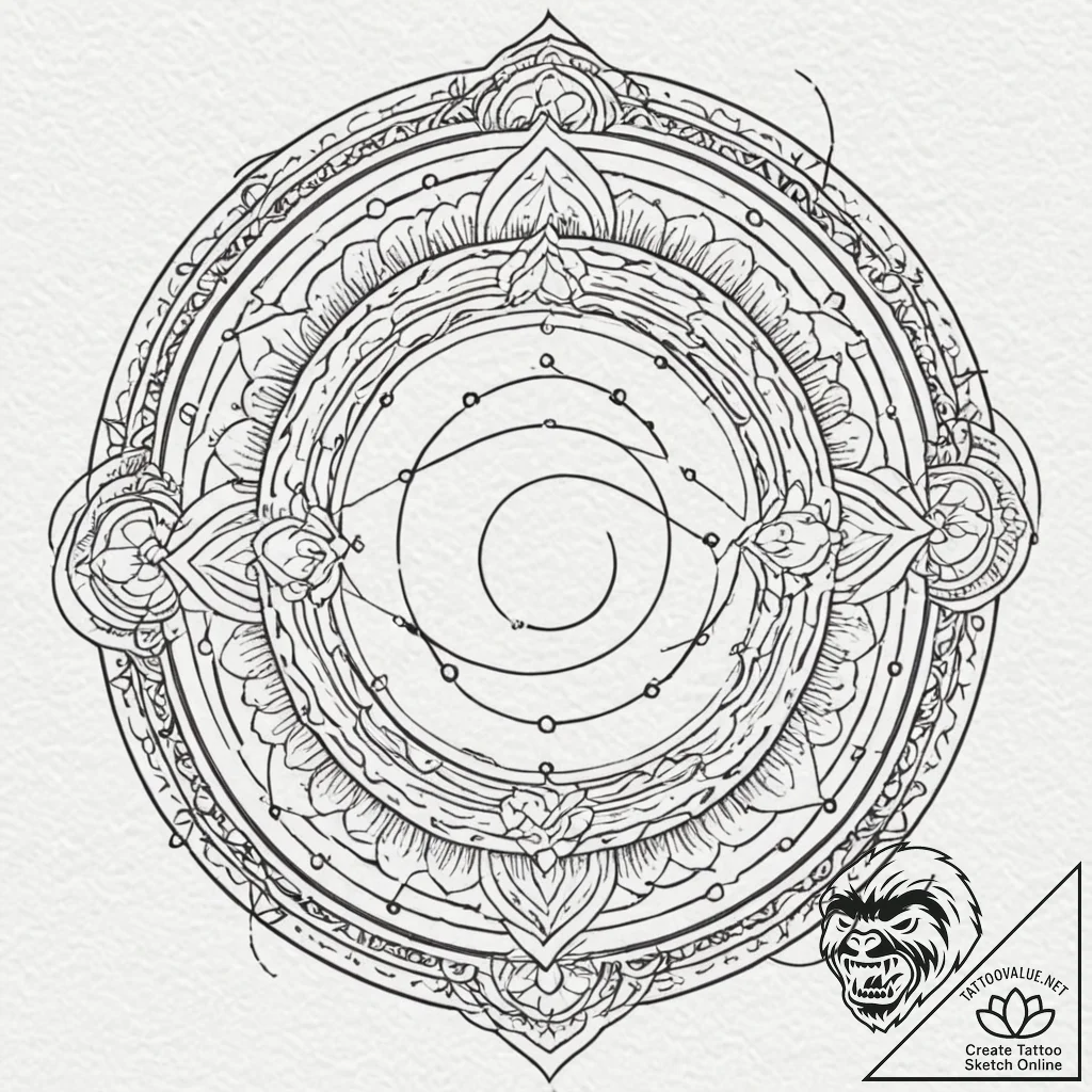 Ivory serpent through celestial ring, tattoo... - tattoo sketch (№1752316261_0, 12.07.2025 10:31) — tattoovalue.net