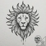Lion paw beneath spectral sun, artistic tatto… – tattoo sketch (№1752316428_0, 12.07.2025 10:33) — tattoovalue.net