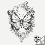 Angelic butterfly leaving light trail, tattoo… – tattoo sketch (№1752316763_0, 12.07.2025 10:39) — tattoovalue.net