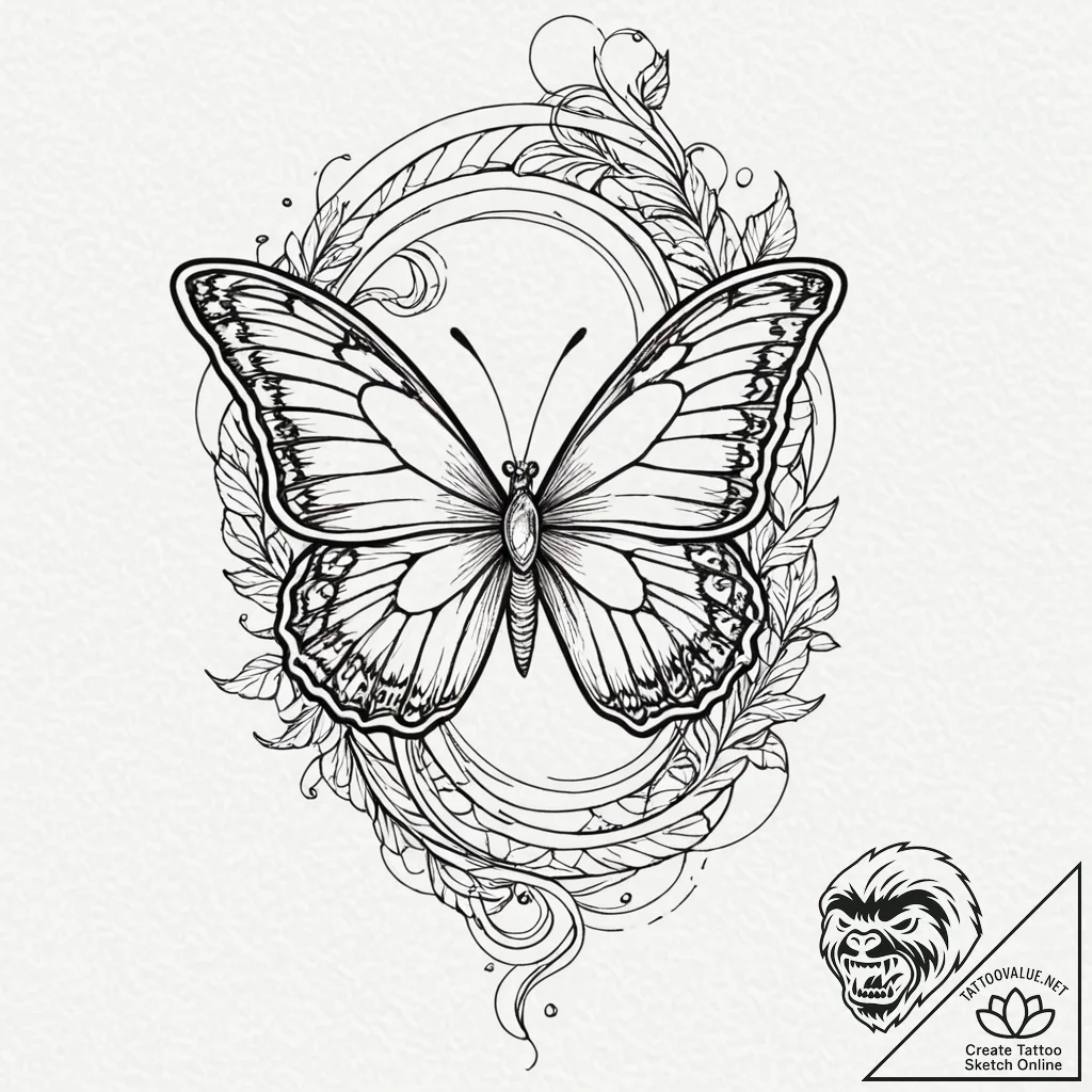 Angelic butterfly leaving light trail, tattoo... - tattoo sketch (№1752316763_0, 12.07.2025 10:39) — tattoovalue.net