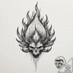 Night crown devouring flame, artistic tattoo… – tattoo sketch (№1752317013_0, 12.07.2025 10:43) — tattoovalue.net