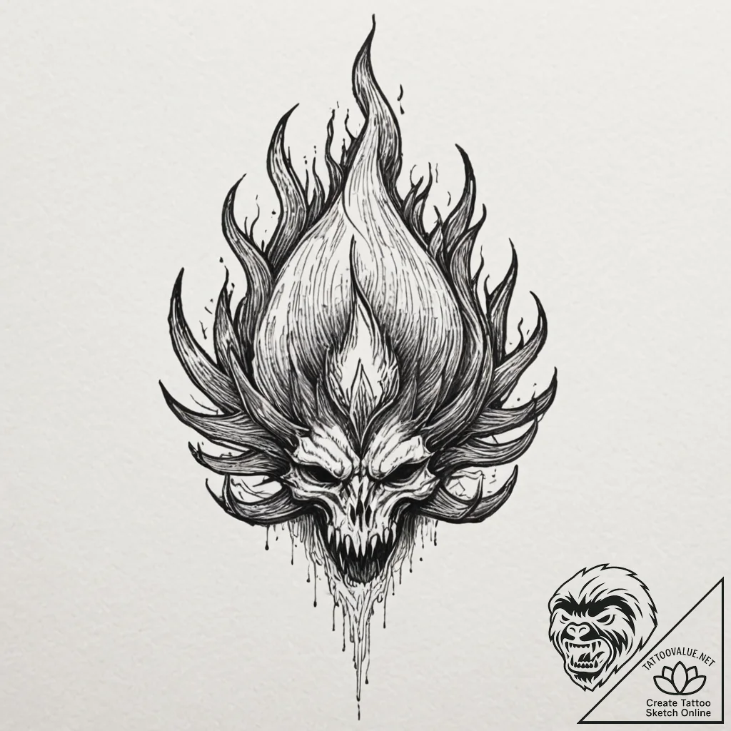 Night crown devouring flame, artistic tattoo... - tattoo sketch (№1752317013_0, 12.07.2025 10:43) — tattoovalue.net