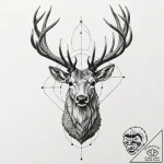 Ashen stag with hollow eyes, tattoo line art,… – tattoo sketch (№1752317264_0, 12.07.2025 10:47) — tattoovalue.net