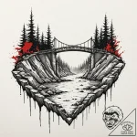 A detailed broken bridge over abyss, dangerou… – tattoo sketch (№1752317683_0, 12.07.2025 10:54) — tattoovalue.net