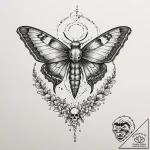 Hawk moth with skull pattern on its back, tat… – tattoo sketch (№1752317849_0, 12.07.2025 10:57) — tattoovalue.net