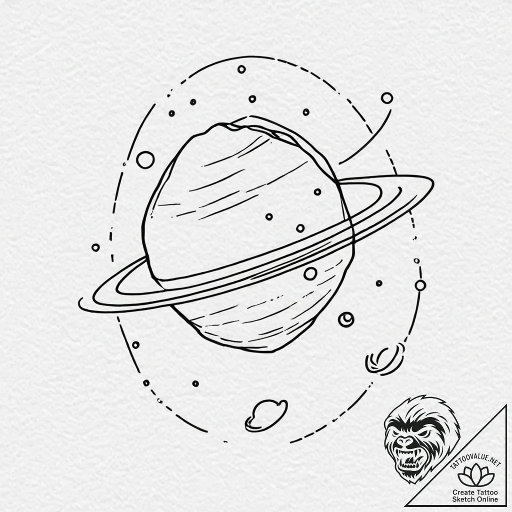 Planet earth with a ring like saturn, tattoo... - tattoo sketch (№1752318016_0, 12.07.2025 11:00) — tattoovalue.net