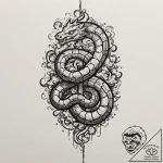 Engraved serpent beneath storm sky, tattoo sk… – tattoo sketch (№1752318099_0, 12.07.2025 11:01) — tattoovalue.net