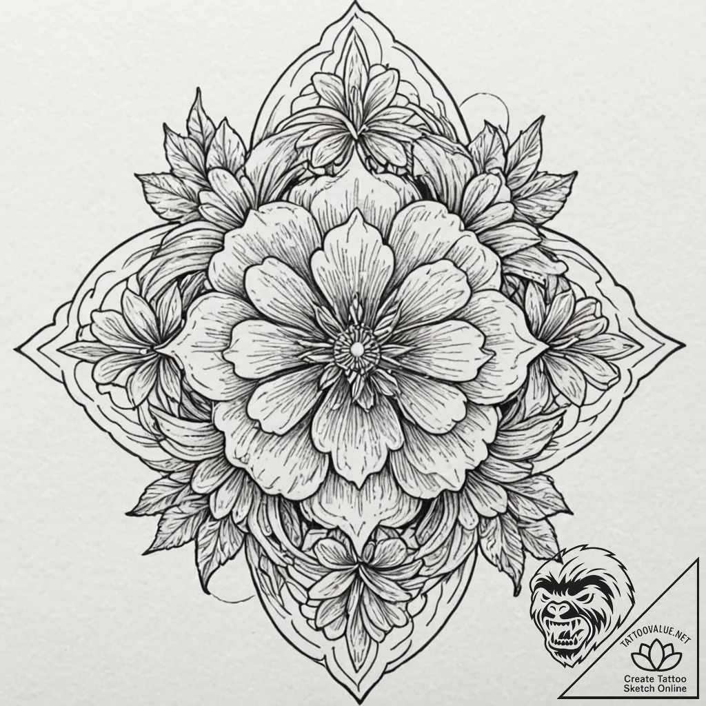 Orb within spectral bloom, artistic tattoo sk... - tattoo sketch (№1752318767_0, 12.07.2025 11:12) — tattoovalue.net
