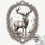 Angelic stag stepping through celestial pool,… – tattoo sketch (№1752318996_0, 12.07.2025 11:16) — tattoovalue.net