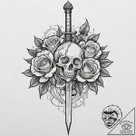 Dagger with crystal blade, tattoo drawing out… – tattoo sketch (№1752320035_0, 12.07.2025 11:33) — tattoovalue.net